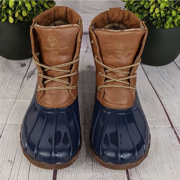 Adrienne Vittadini® Girls Navy Peral Duck Boots - Picture 2 of 10